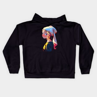 Girl with Earring T-shirt Color Background Kids Hoodie